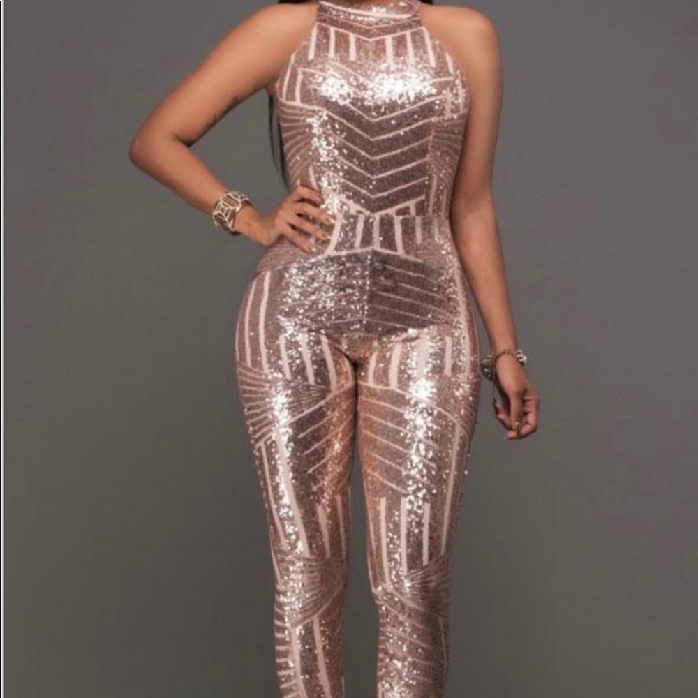 Gold sequence jumpsuit